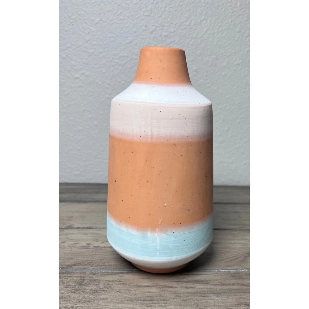 Stunning Color Block Terracotta Speckled Vase - Modern Boho Home Decor 8